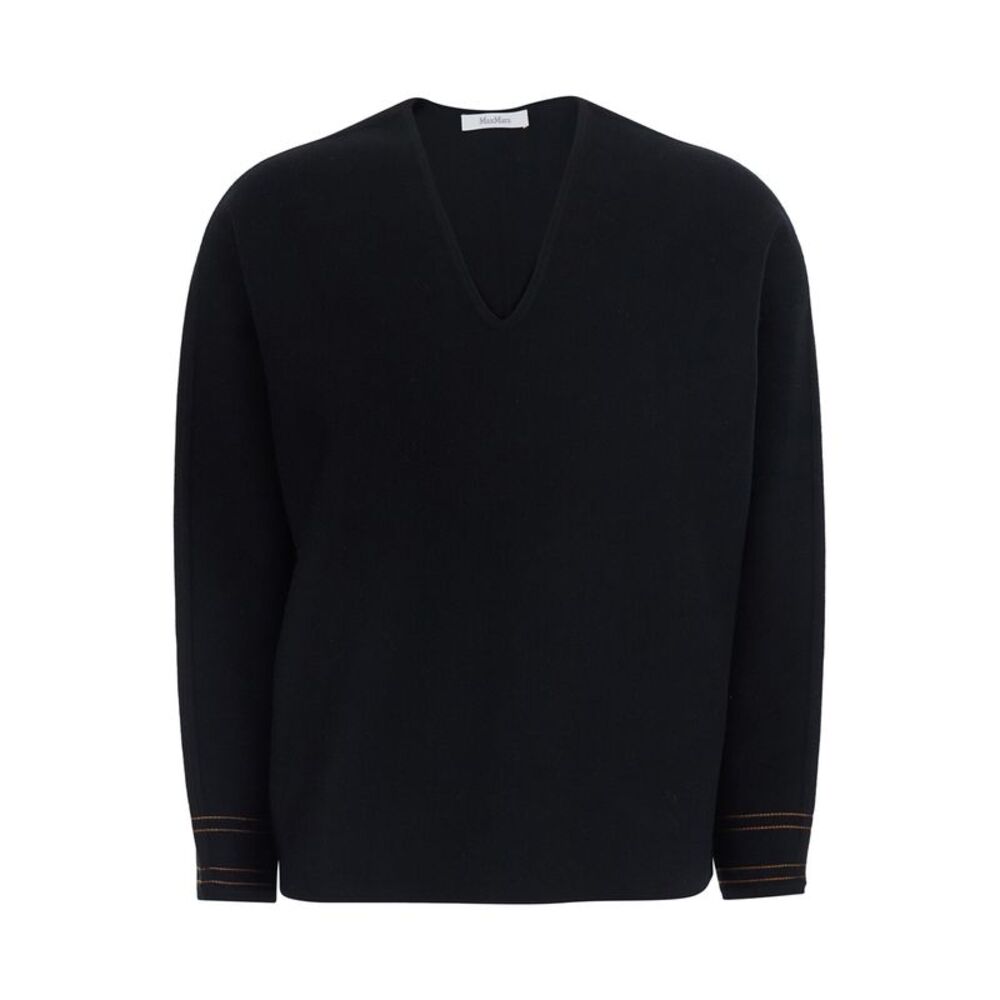 Max Mara Women Black Sweater With V-Neck And Long Sleeve In Wool Blend Women